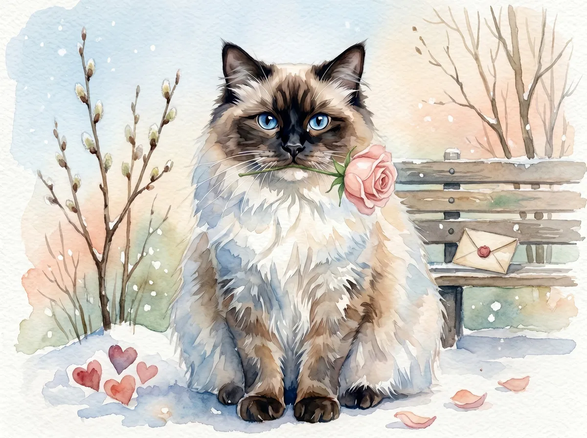 Ragdoll watercolor calendar month 2